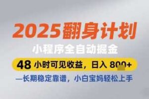 2025翻身计划小程序全自动掘金，48小时可见收益，日入多张+，长期稳定靠谱，小白宝妈轻松上手【揭秘】-麦资源网