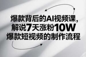 爆款背后的AI视频课，解说7天涨粉10W爆款短视频的制作流程-麦资源网