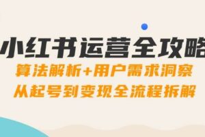 小红书运营全攻略：算法解析+用户需求洞察，从起号到变现全流程拆解-麦资源网