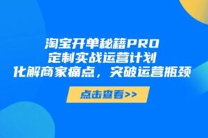 （14642期）淘宝开单秘籍PRO，定制实战运营计划，化解商家痛点，突破运营瓶颈-麦资源网