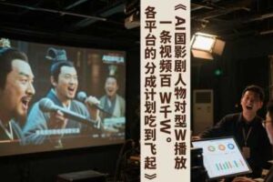 AI三国影视剧人物对口型唱歌玩法,一条视频百W千W播放,各平台的分成计划吃到飞起-麦资源网