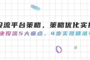 投流平台策略，策略优化实操，解决投流5大痛点，4步实现精准引流-麦资源网