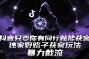 抖音只要你有同行就能获客,独家野路子获客玩法,暴力截流【揭秘】-麦资源网