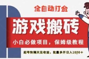 保姆级教程全自动打金游戏搬砖，新手必做项目，上号隔天就有收益单号日入2张+【揭秘】-麦资源网
