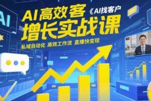 AI高效获客增长实战课，​AI找客户 私域自动化 高效工作流 直播快变现-麦资源网