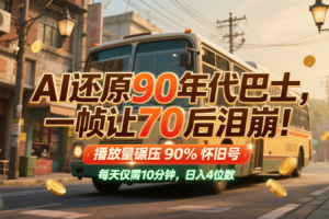 AI还原90年代巴士，一帧让70后泪崩！播放量碾压90%怀旧号，每天10分钟，日入4位数-麦资源网