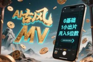 AI一键生成古风音乐MV，0剪辑基础1小时出片，多种变现渠道，一部手机月入5位数-麦资源网