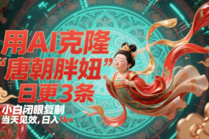 用AI克隆“唐朝胖妞”日更3条，平台疯狂推流，小白闭眼复制，当天见效，日入1k+-麦资源网