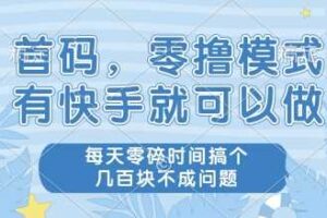 首码，零撸模式，有快手就可以做，每天零碎时间搞个几张不成问题【揭秘】-麦资源网
