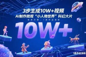 3步生成10W+视频，AI制作微观“小人物世界”科幻大片，条条万赞，1条作品涨粉2.3W-麦资源网