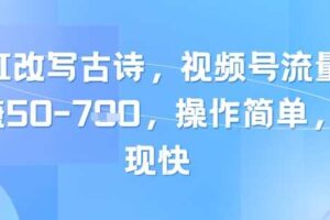 靠AI改写古诗，视频号流量主日入几张，操作简单，变现快-麦资源网