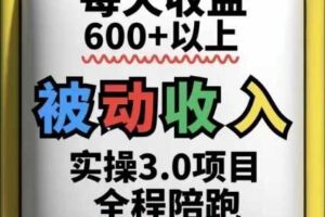 被动收入实操3.0项目，每天收益6张+以上，能长期操作-麦资源网