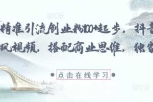 每日精准引流创业粉100+起步，抖音爆火国学风视频，搭配商业思维，独家思路-麦资源网