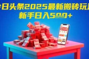 今日头条2025年最新搬砖玩法，新手也能轻松日入5张-麦资源网