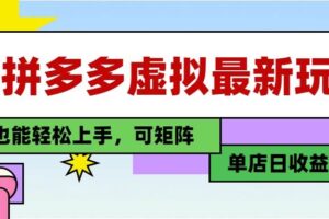 (14783期)25最新拼多多虚拟电商,单店日入3位数,小白也能快速上手,教程.-麦资源网
