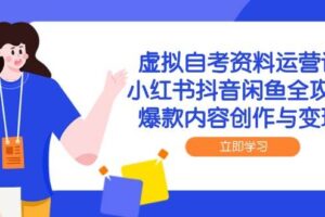 虚拟自考资料运营课，小红书抖音闲鱼全攻略，爆款内容创作与变现-麦资源网