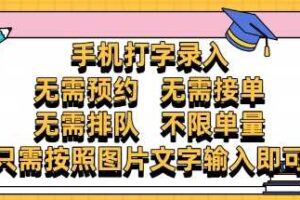 纯手机打字录入，不需要预约 、不需要接单、不需要排队 、项目不限量，零门槛，操作简单方便收入无上限【揭秘】-麦资源网