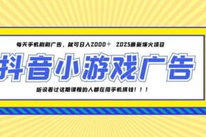 （14913期）25年爆火的抖音小游戏项目，一部手机日入2000+-麦资源网