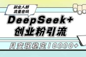 DeepSeek+创业粉精准引流，全新分享课4.0玩法，AI矩阵日引300+，多种变现方式，稳定月入1W-麦资源网