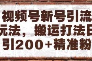 视频号新号引流玩法，搬运打法日引200+精准粉，可矩阵放大【揭秘】-麦资源网
