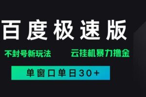 （14902期）百度极速版解决异常玩法，全新暴力撸金，单窗口单日30+-麦资源网