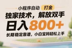 小程序自动打金独家技术，解放双手日入8张，长期稳定靠谱，小白宝妈轻松上手【揭秘】-麦资源网