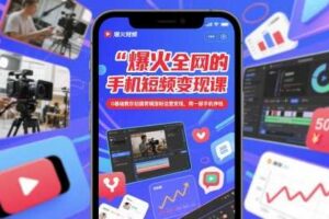 爆火全网的手机短视频变现课，0基础教你拍摄剪辑涨粉运营变现，用一部手机挣钱-麦资源网