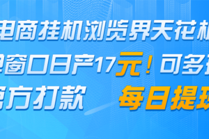 电商挂机浏览界天花板 单窗口日收益17＋ 每日提现 官方打款-麦资源网