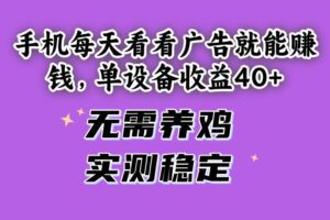 （14767期）手机每天看看广告就能赚钱，单设备收益40+ 无需养鸡，实测稳定-麦资源网