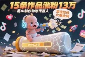 用AI制作幼崽代言人，宝宝的控诉火爆全网，15条作品涨粉13W，单号月入5位数实操教程-麦资源网