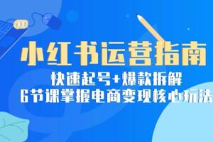 小红书运营指南：快速起号+爆款拆解，6节课掌握电商变现核心玩法-麦资源网