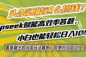 头条还能这么搞钱？最新刚出的问答玩法解析，你绝对没见过！Deepseek赋能高效率答题，小白也能轻松日入1k+-麦资源网