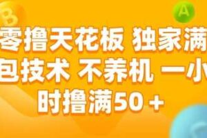 零撸天花板，独家满包技术，不用养机，一小时撸满50+，收益稳定【揭秘】-麦资源网
