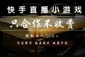 快手直播小游戏，只合作不收费，你出账号我出技术， 分润模式【揭秘】-麦资源网