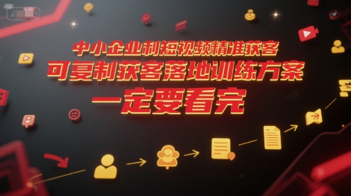 中小企业利用短视频*获客，可复制获客落地训练方案，做好短视频，一定要看完