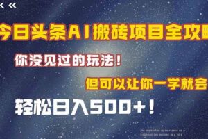 （15053期）今日头条AI搬砖项目全攻略！一学就会，轻松日入500＋！-麦资源网