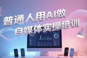 普通人用AI做自媒体实操培训，普通人一个人用ai做自媒体，视频制作、短视频引流、直播带货，轻松入门-麦资源网