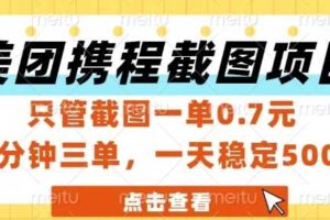 美团携程截图项目，只管截图一单0.7元，一分钟三单，一天稳定5张+【揭秘】-麦资源网
