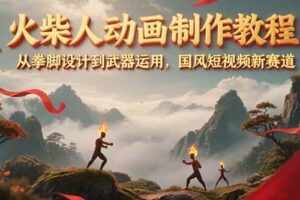 火柴人动画制作教程：从拳脚设计到武器运用，国风短视频新赛道-麦资源网