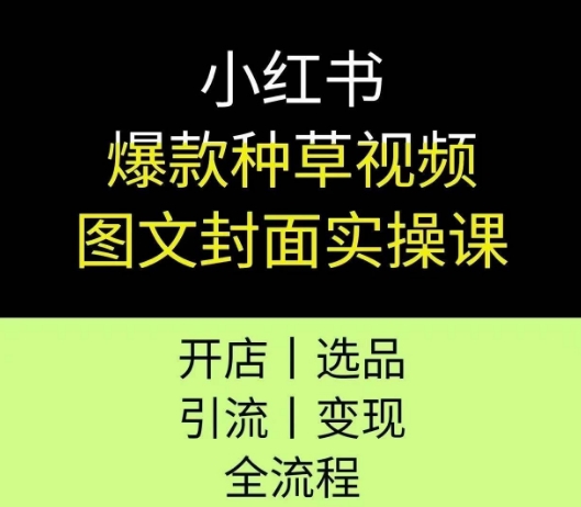 小红书*种草视频图文封面实操课，开店、选品、引流、变现全流程