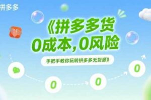 拼多多无货源项目，0成本，0风险，手把手教你玩转拼多多无货源-麦资源网