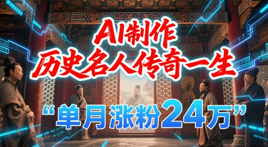 *起号！用AI制作历史名人传奇一生，单月涨粉24W，涨粉+变现赛道黑马来了