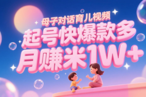 AI生成母子对话育儿类视频，起号快爆款多，小白宝妈轻松学，多渠道变现，月赚米1W+-麦资源网