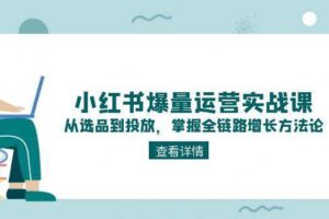 小红书爆量运营实战课：从选品到投放，掌握全链路增长方法论-麦资源网