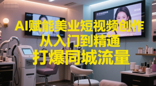 AI赋能美业短视频创作，从入门到精通，打爆同城流量，*AI工具短视频实操落地