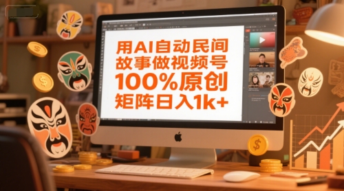用AI自动民间故事做视频号，*原创，矩阵日入1k+