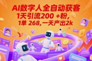 Ai数字人全自动获客，1天引流200+粉，1单 268，一天产出2k+【揭秘】-麦资源网