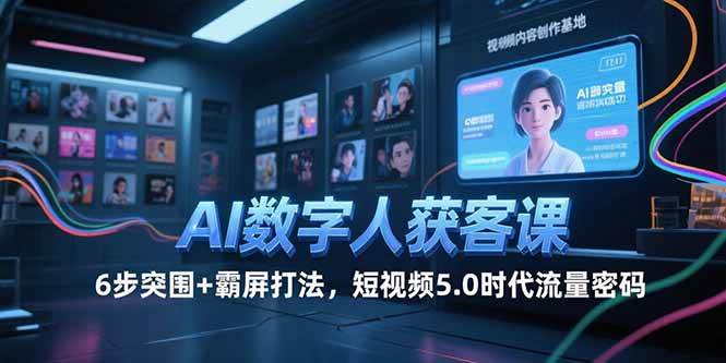 图片[1]-（15247期）AI数字人获客课，6步突围+霸屏打法，短视频5.0时代流量密码