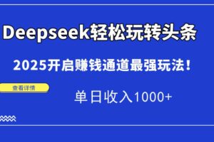 （15084期）Deepseek轻松玩转头条，2025开启赚钱通道最强玩法！单日收入1000+-麦资源网