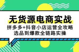 (15006期)无货源电商实战:拼多多+抖音小店运营全攻略,选品到爆款全链路实操-麦资源网